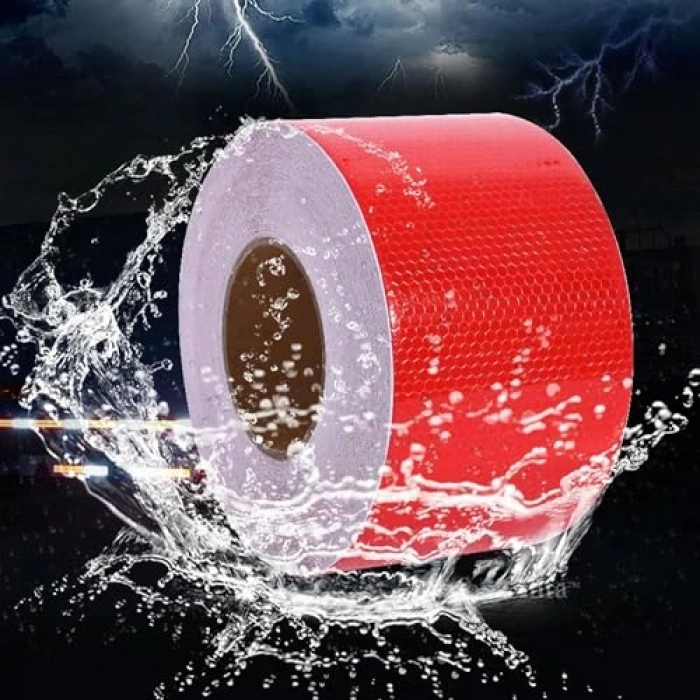 Kırmızı Reflektif Bant 7.5 cm 5 Metre İkaz Şeridi