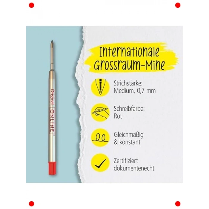 Kırmızı Renk Kalem Yedeği - Orta Uç