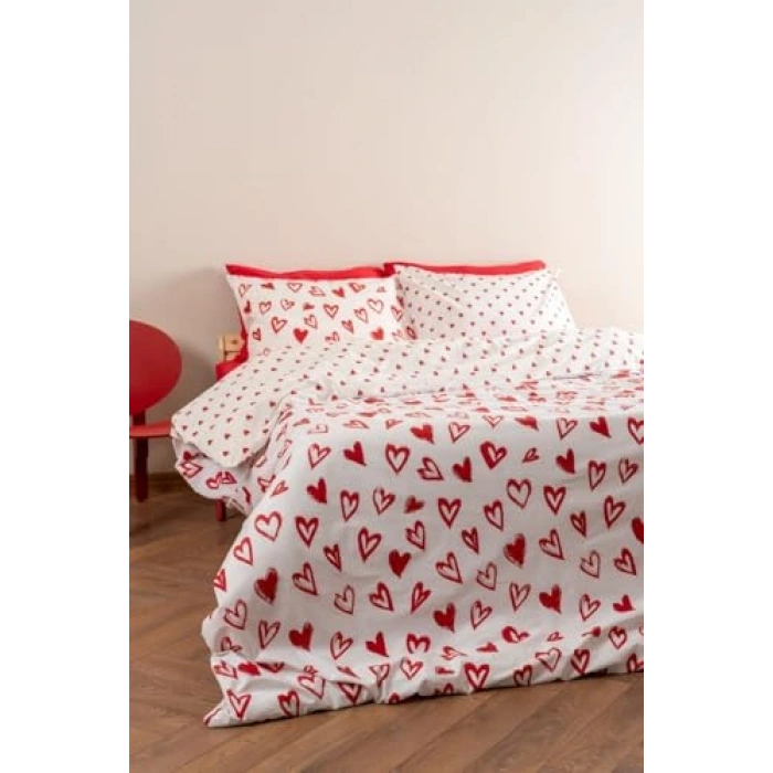 Kırmızı Renk Tek Kişilik Nevresim Seti