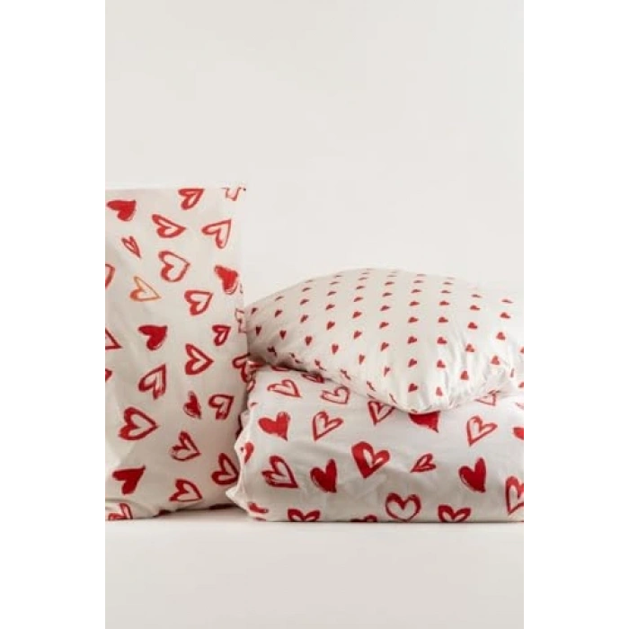 Kırmızı Renk Tek Kişilik Nevresim Seti