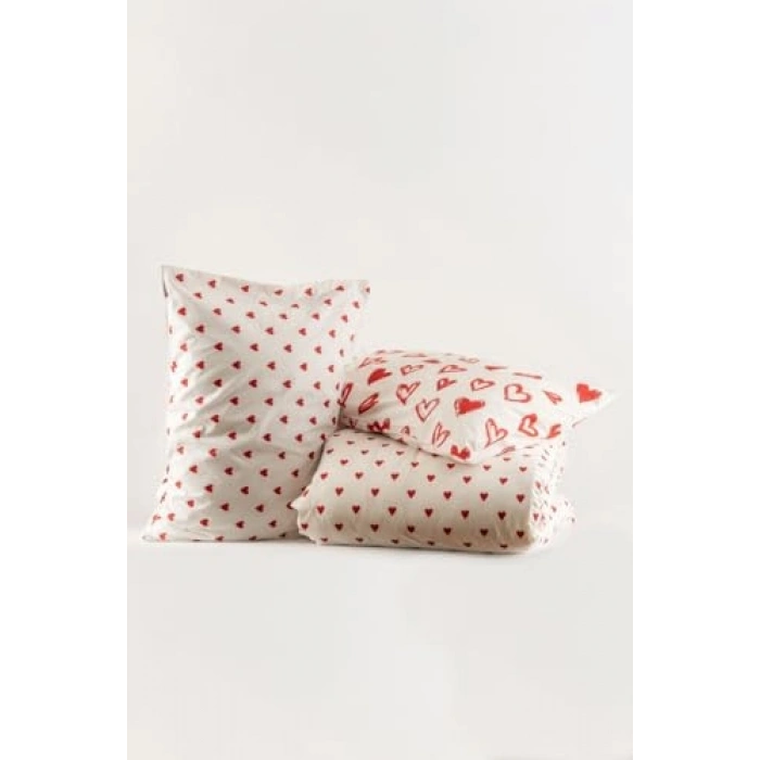 Kırmızı Renk Tek Kişilik Nevresim Seti