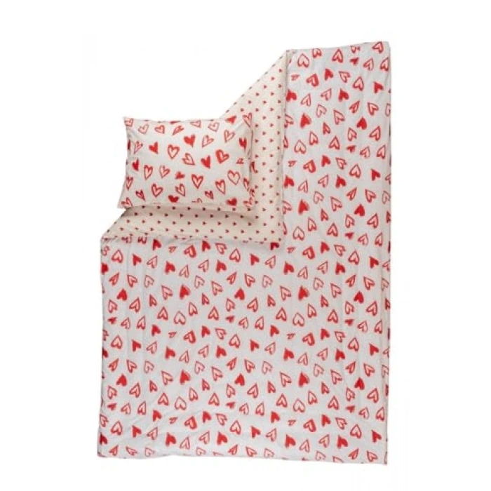 Kırmızı Renk Tek Kişilik Nevresim Seti