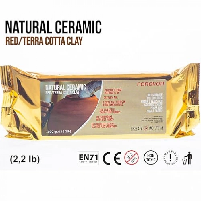 Kırmızı/TerraCotta Renkli Serak KİL Hamuru, 1000 gr