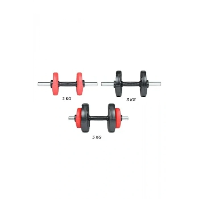 Kırmızı ve Siyah Renkli Multifonksiyonel Grip Plate Dumbbell Set