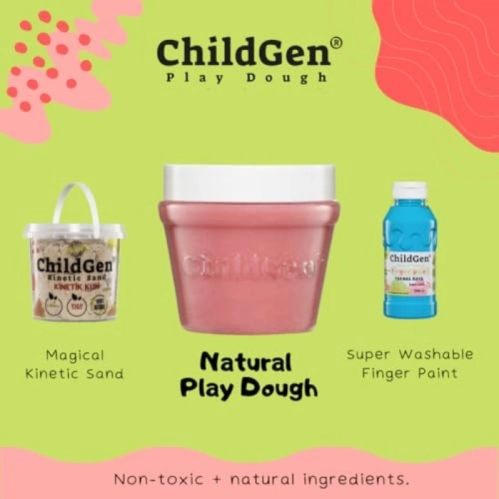 Kırmızı Yeşil Doğal Oyun Hamuru, 3lü Set, 3x125gr