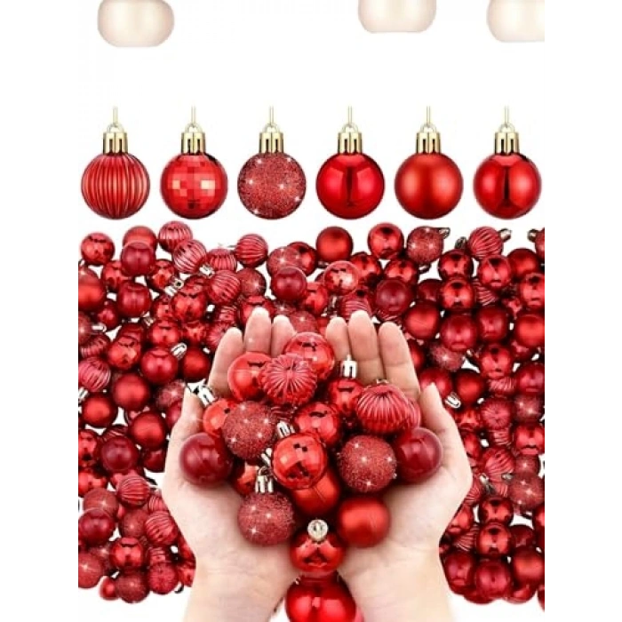 Kırmızı Yılbaşı Topu 3 cm, 12 Adet Noel Ağacı Süsleme Ürünü