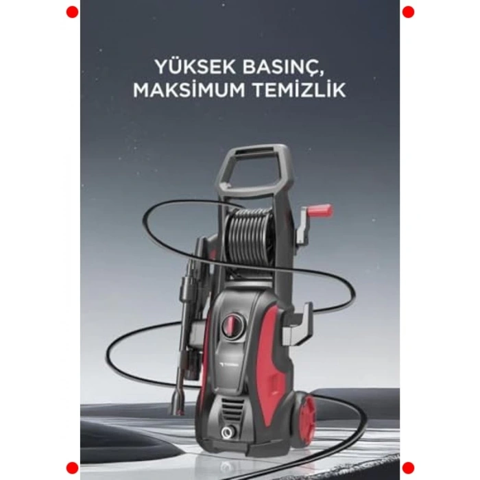 Kırmızı Yüksek Basınçlı Temizleme Makinesi 2000W 150 Bar