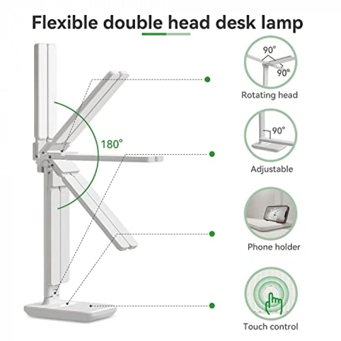 Kısılabilir LED Masa Lambası, 3 Renk Sıcaklığı ve USB Portu