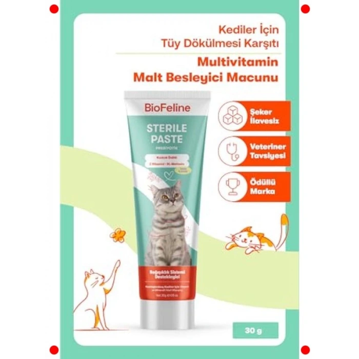 Kısır Kedilere Özel Multivitaminli Malt Macun 30g