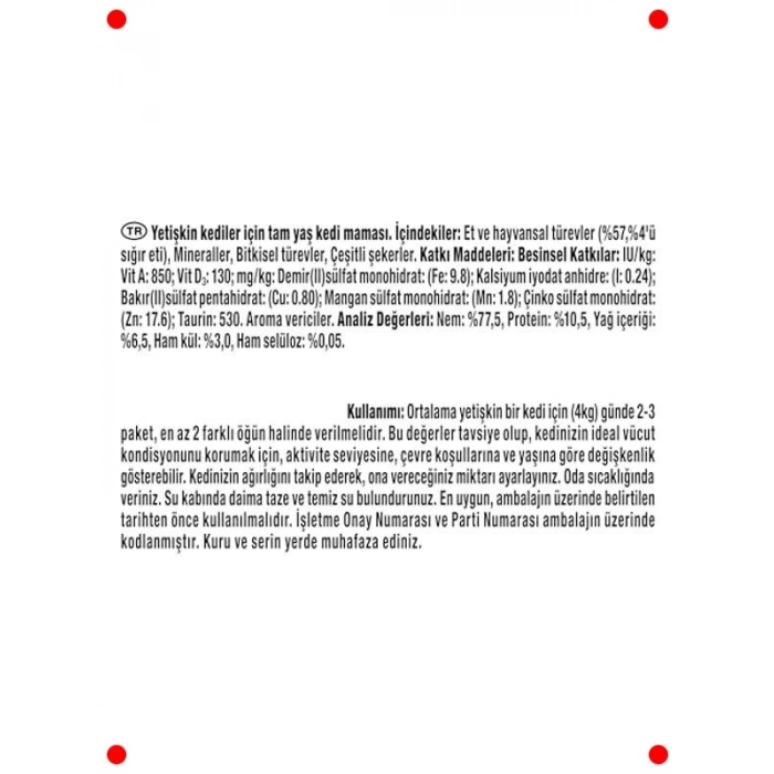 Kıyılmış Sığır Etli Kedi Konservesi Çoklu Paket