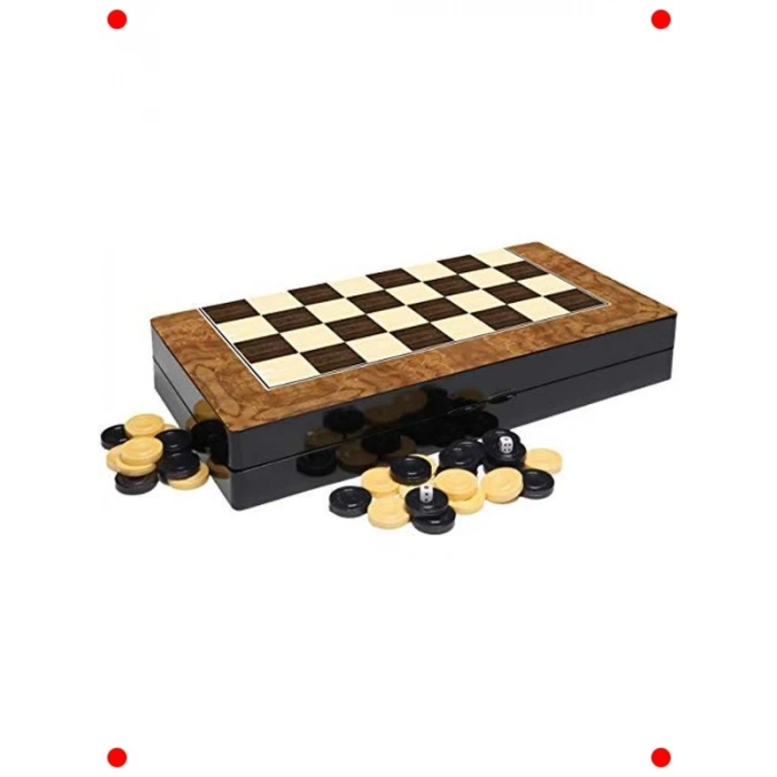 Klasik Ahşap Tavla Seti - Gül Desenli