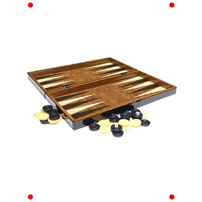 Klasik Ahşap Tavla Seti - Gül Desenli