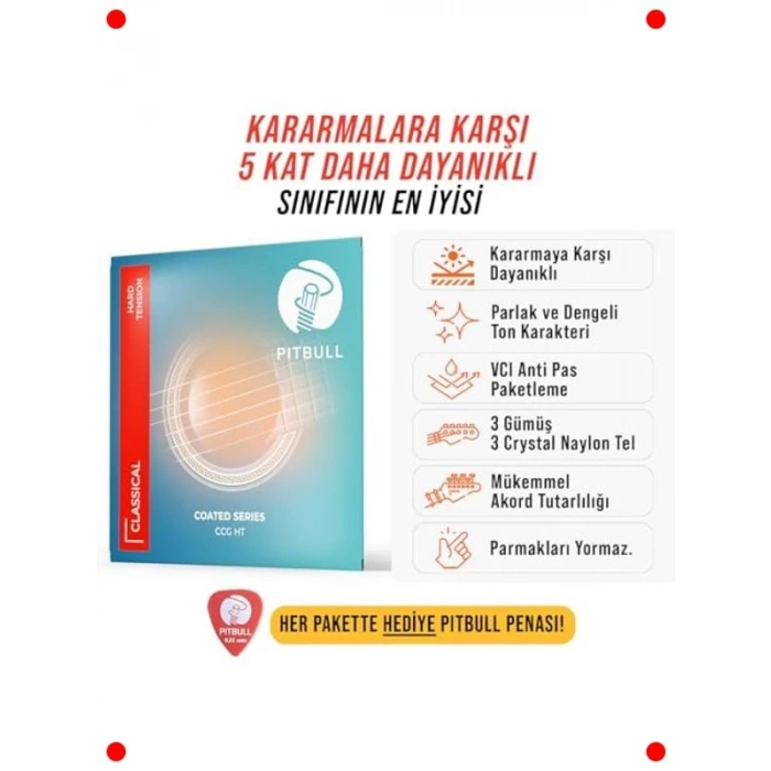 Klasik Gitar Teli - Kaplamalı, Sert Gerilim Seti