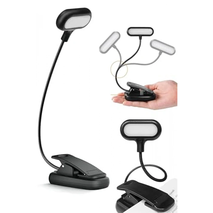 Klipsli Led Kitap Okuma Lambası, Mandallı ve Pille Çalışıyor