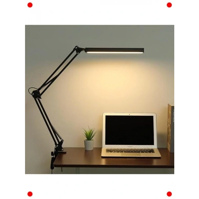 Klipsli LED Masa Lambası - Göz Korumalı, Siyah