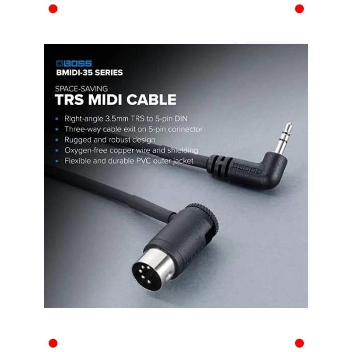 Kompakt 3,5mm TRS - 5 Pimli MIDI Bağlantı Kablosu (30cm)