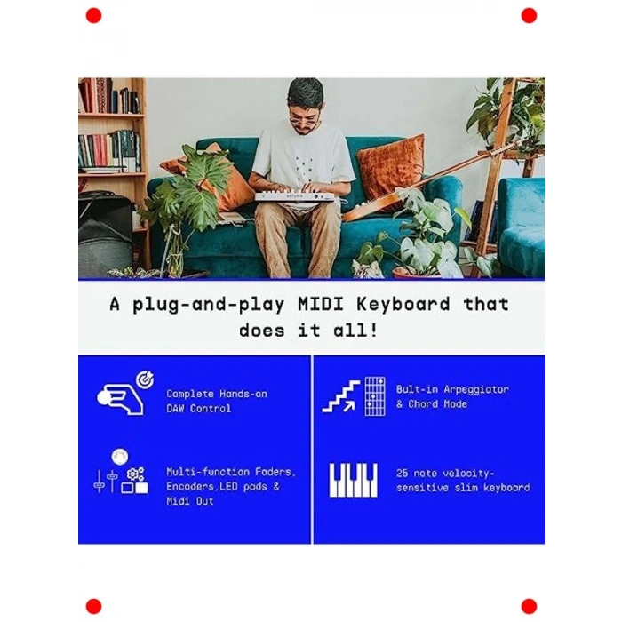 Kompakt MIDI Kontrolcü Klavye (Derin Siyah)