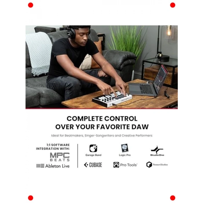 Kompakt USB MIDI Klavye Kontrol Cihazı (Beyaz)