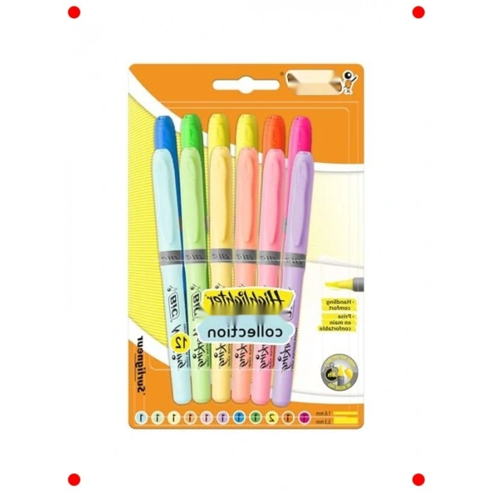 Konforlu Tutacaklı Vurgulayıcı Kalem Seti 12li Çeşitli Renkler
