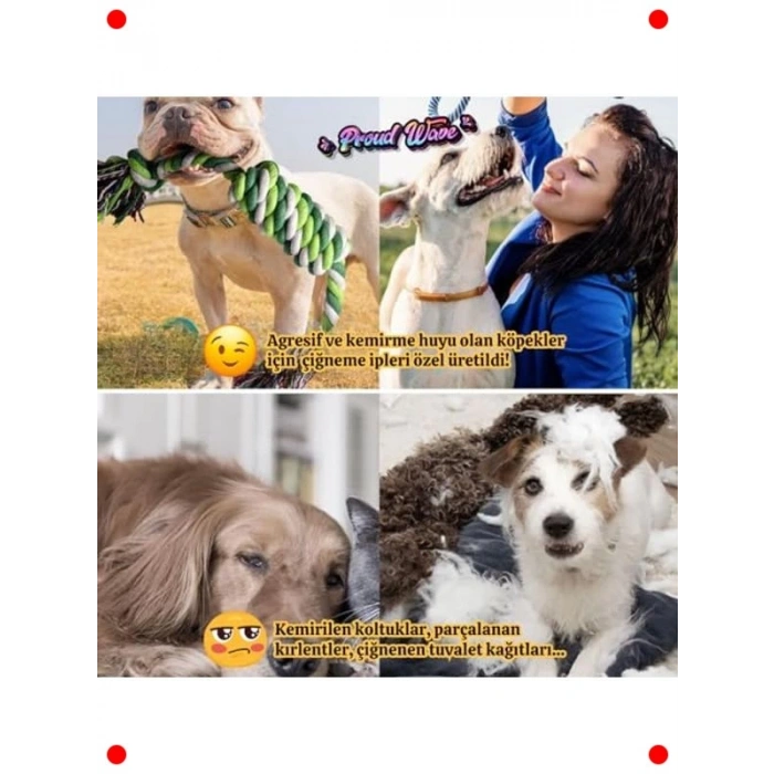 Köpek Diş İpi ve Top Oyuncak Seti (3lü)