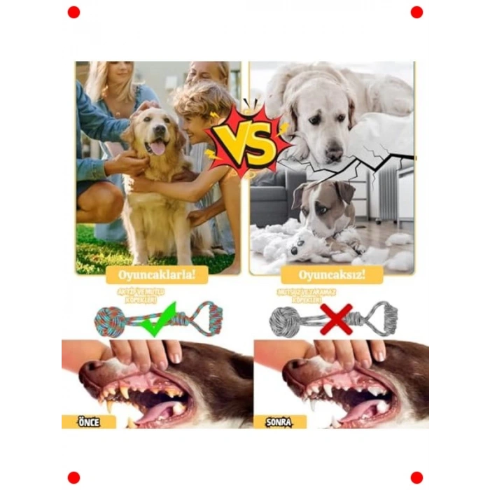 Köpek Diş İpi ve Top Oyuncak Seti (3lü)