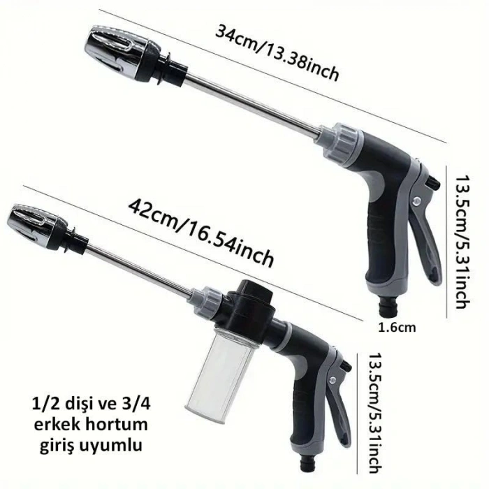 Köpüklü Araç Yıkama Tabancası, Yüksek Basınçlı ve Ayarlanabilir