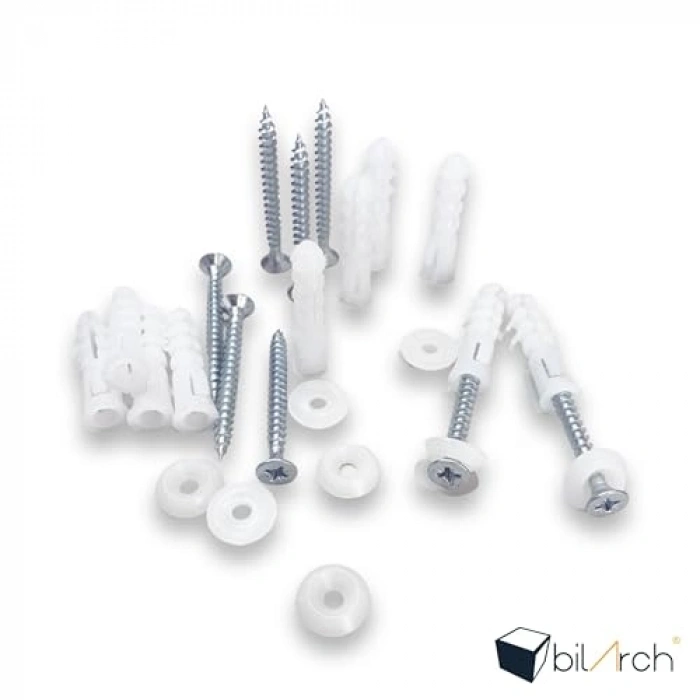 Korniş Montaj Seti, 10 Adet Dübel + Vida + Pul