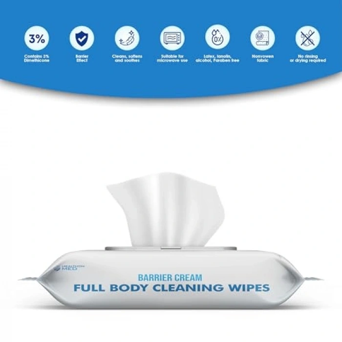 Koruyucu Krem İçeren Islak Vücut Tezleme Mendili, 50li Set