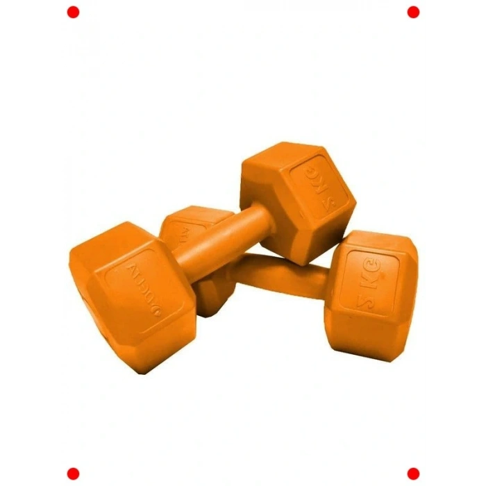 Köşeli Plastik Dambıl Seti - 2x2 KG Turuncu