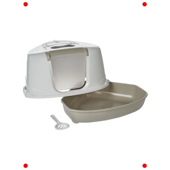 Köşeli ve Filtreli Kedi Tuvaleti - Gri