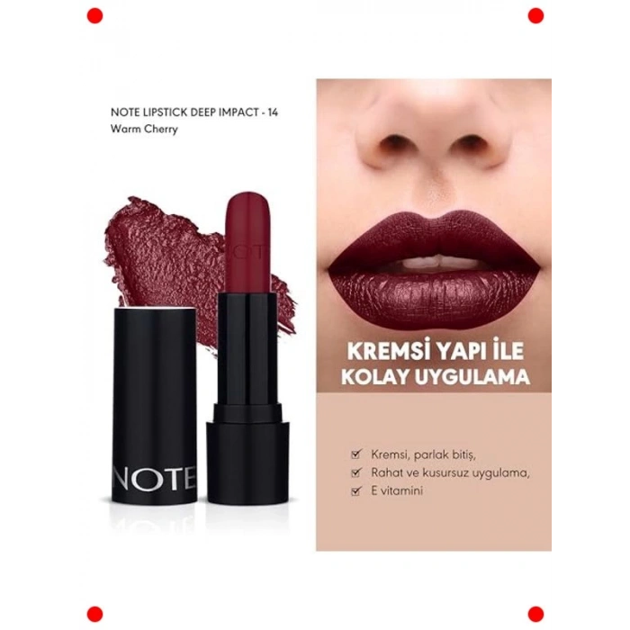 Kremsi Dokulu Yarı Parlak Kırmızı Ruj