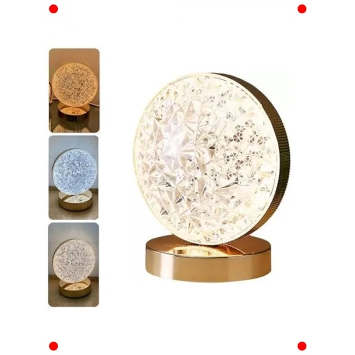 Kristal Dokunmatik Masa Lambası, 3 Mod Renkli LED