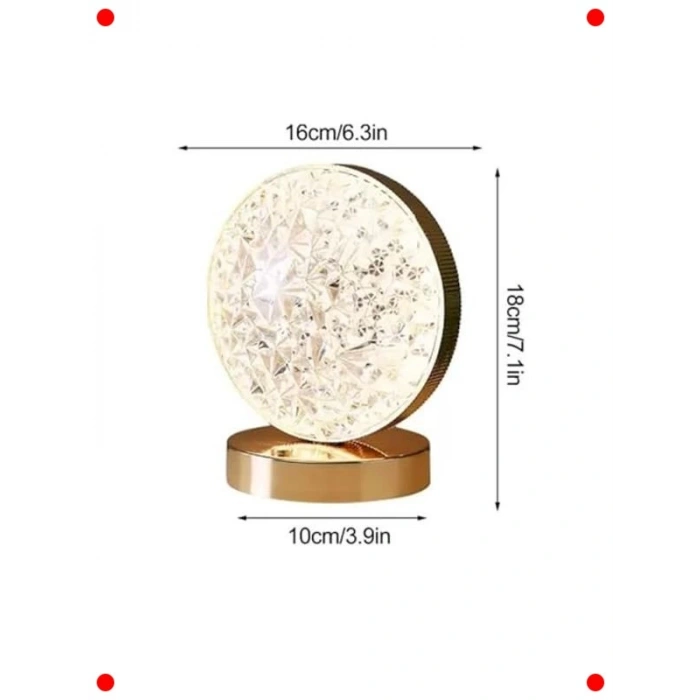 Kristal Dokunmatik Masa Lambası, 3 Mod Renkli LED