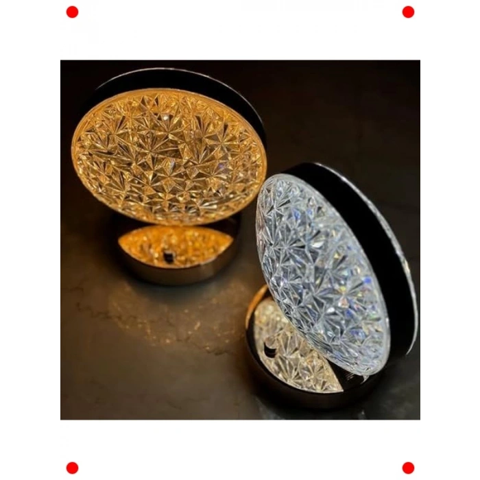 Kristal Dokunmatik Masa Lambası, 3 Mod Renkli LED