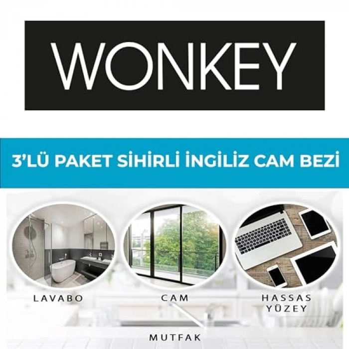 Krofiber Çok Amaçlı Temizlik Bezi, 60x40 cm (3lü Paket)