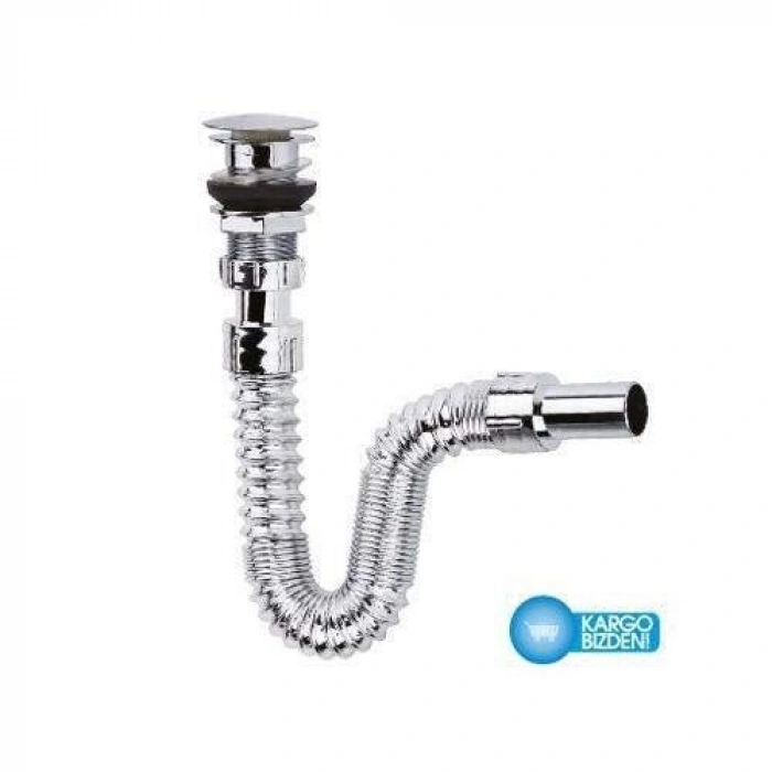 Krom Basmalı Sifon, Lavabo için, Körüklü