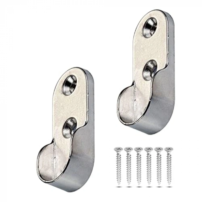Krom Oval Askı Flanşı, 2 ADET, Dolap için