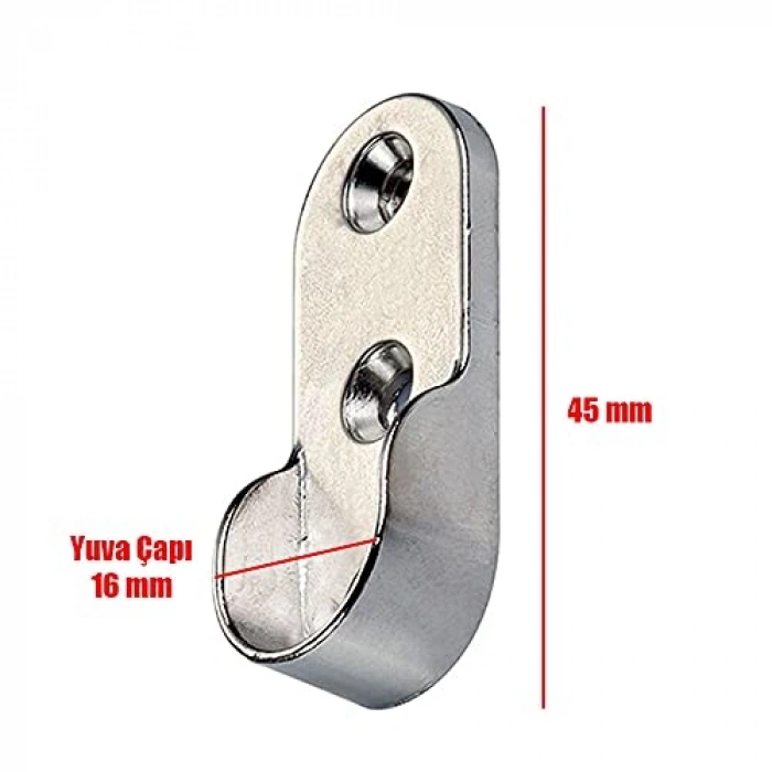 Krom Oval Askı Flanşı, 2 ADET, Dolap için