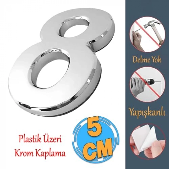 Küçük Boy Yapışkanlı Kapı Numarası - 50 mm, Numaralar