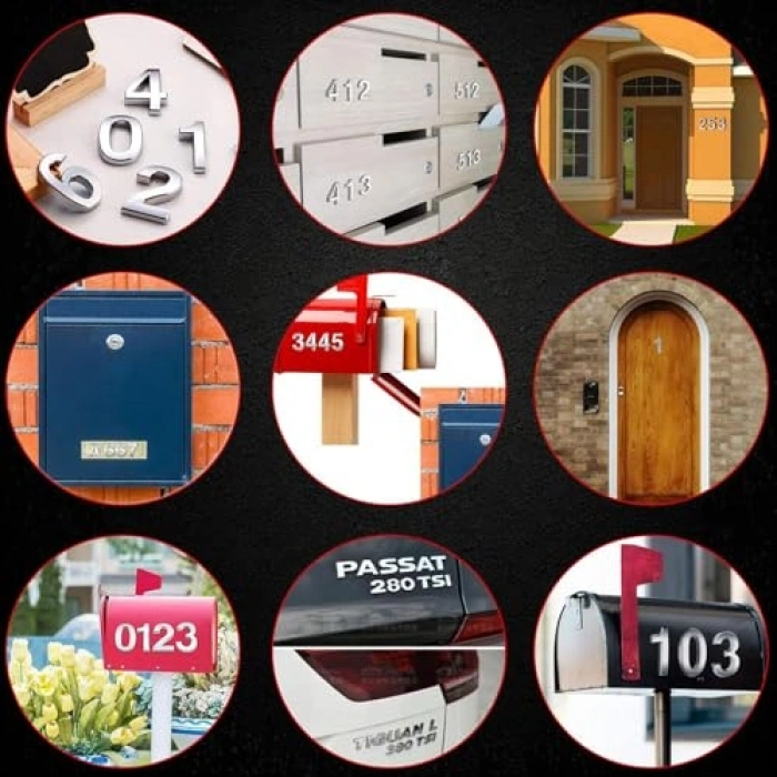 Küçük Boy Yapışkanlı Kapı Numarası, Krom Renk Seçeneği