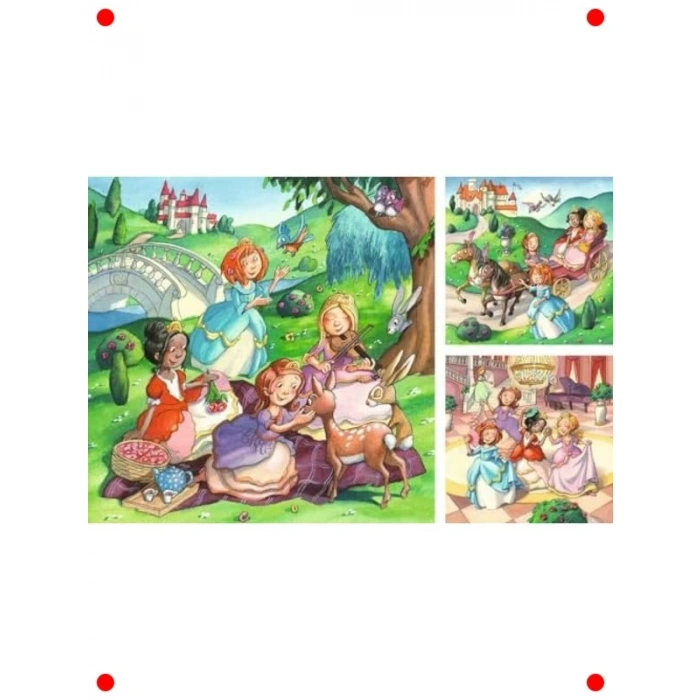 Küçük Prensesler Temalı Puzzle (3x49 Parça)