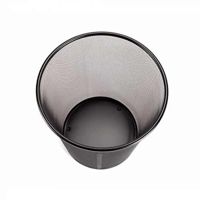 Küçük Silindir Çöp Kutusu - 6 Lon Fileli, Siyah, 2li Paket