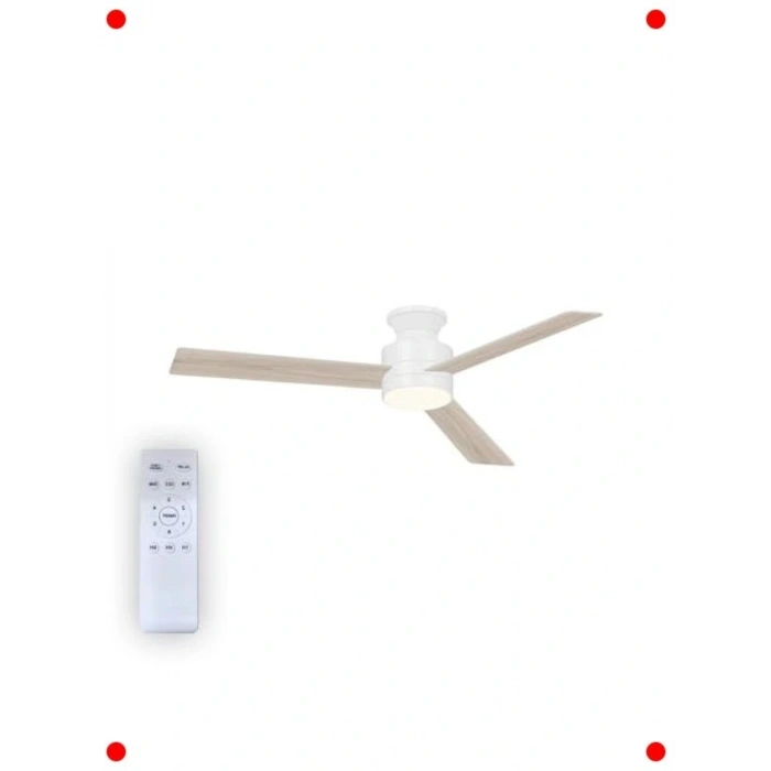 Kumandalı 3 Kanatlı Beyaz Tavan Vantilatörü