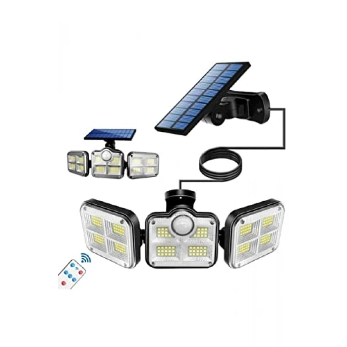 Kumandalı güneş enerjili hareket sensörlü bahçe lambası, 122 led