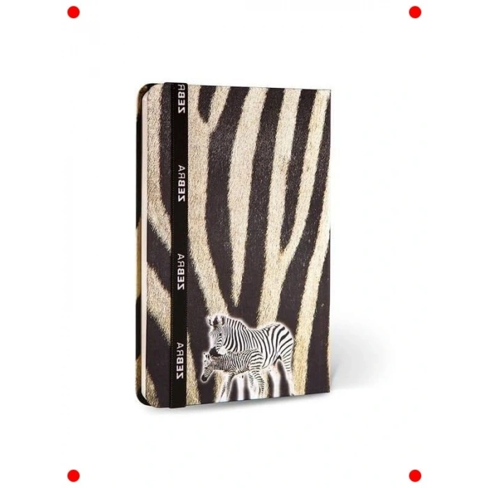 Kumaş Kapak Lastikli Çizgili Zebra Defter