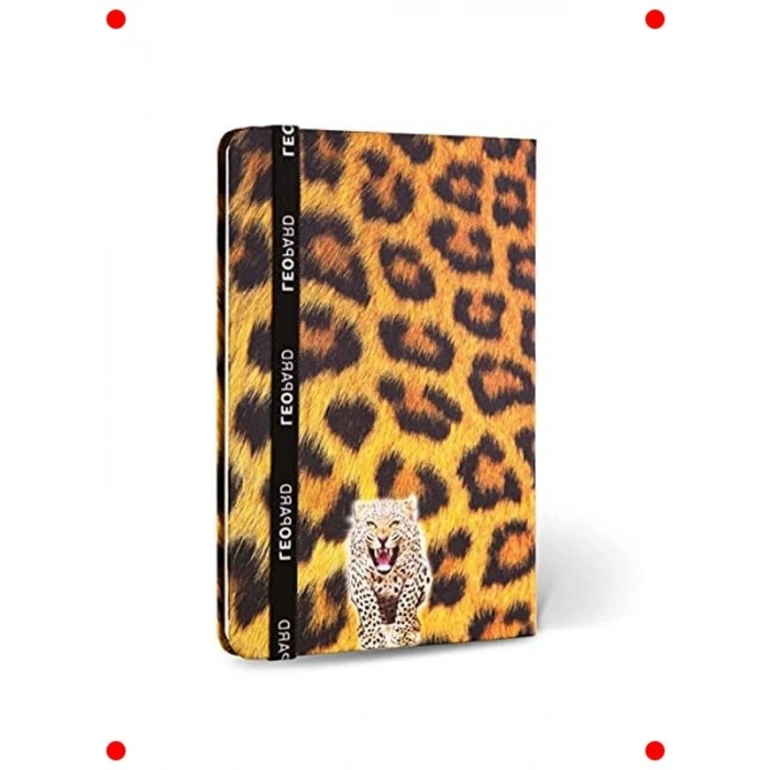 Kumaş Kapaklı Lastikli Leopar Defter