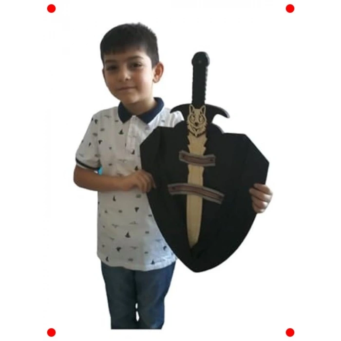 Kurt Başlı Ahşap Kılıç ve Kalkan Seti