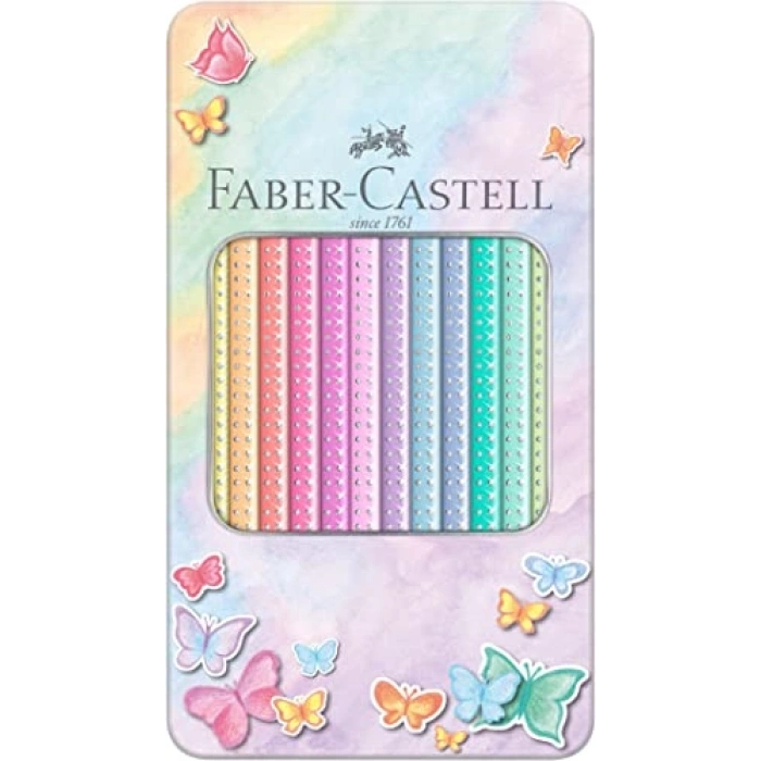 Kuru Pastel Renk Seti, 12li Ergonok Tasarımlı Metal Kutu