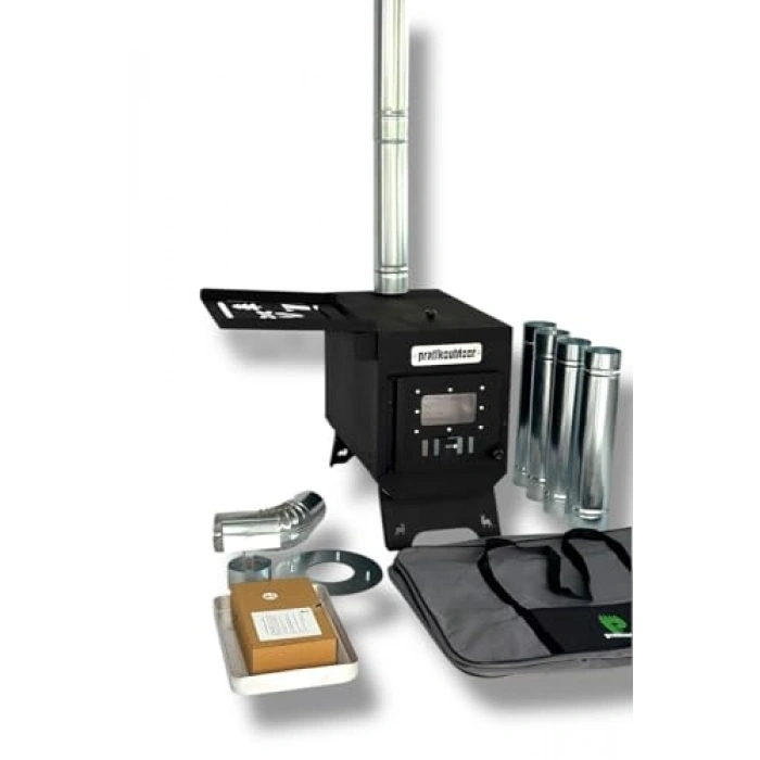 Kurutmalıklı Kuzineli Kamp Ve Çadır Sobası Katlanır Ayaklı Kamp Sobası Çantalı