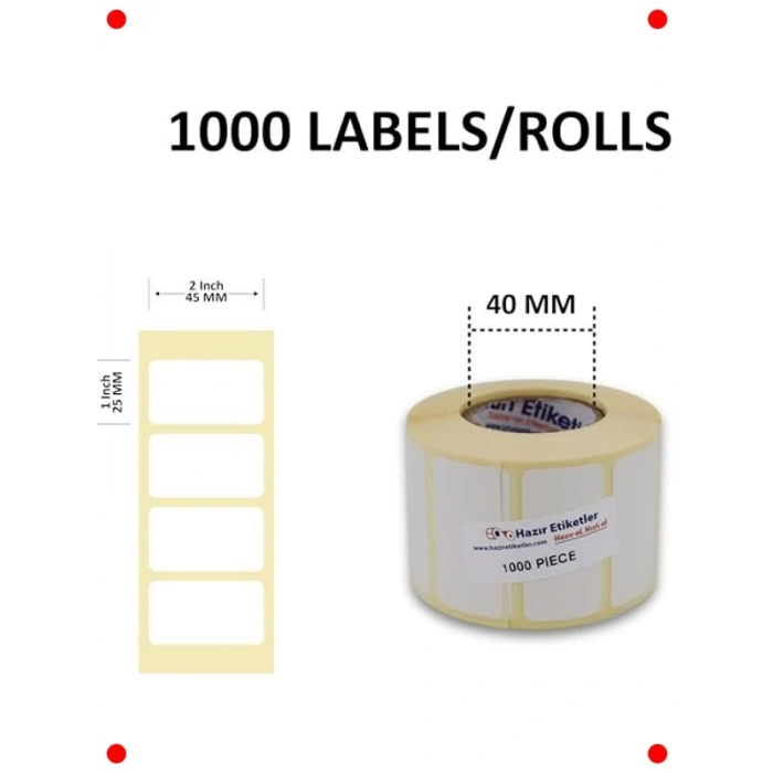 Kuşe Baskısız Barkod Yazıcı Etiketi - 45x25mm (1000 Adet)
